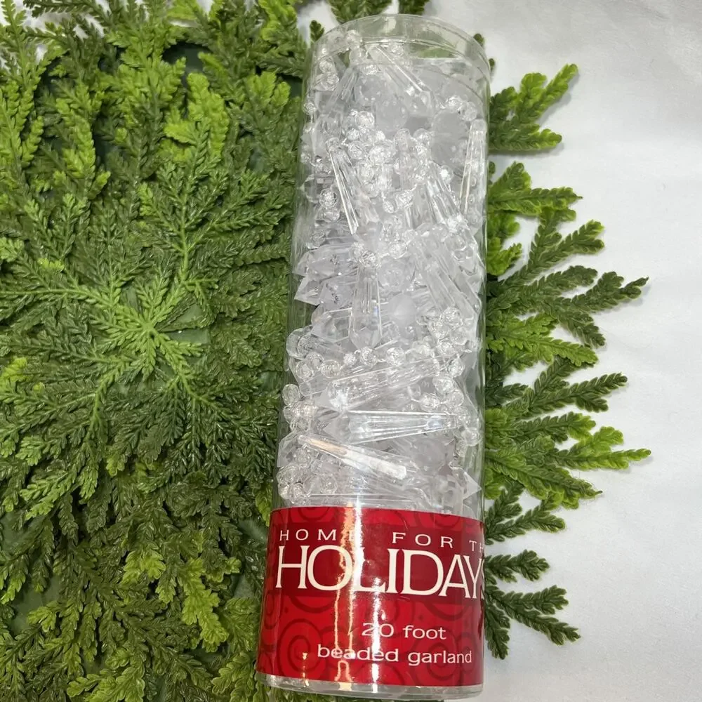 Vintage Home For The Holidays Beaded Icicle Faux Glass Crystal Plastic 2003 20ft